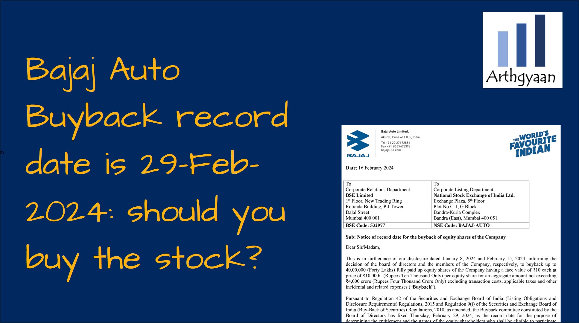 Bajaj Auto Buyback record date is 29-Feb-2024: should you buy the stock?