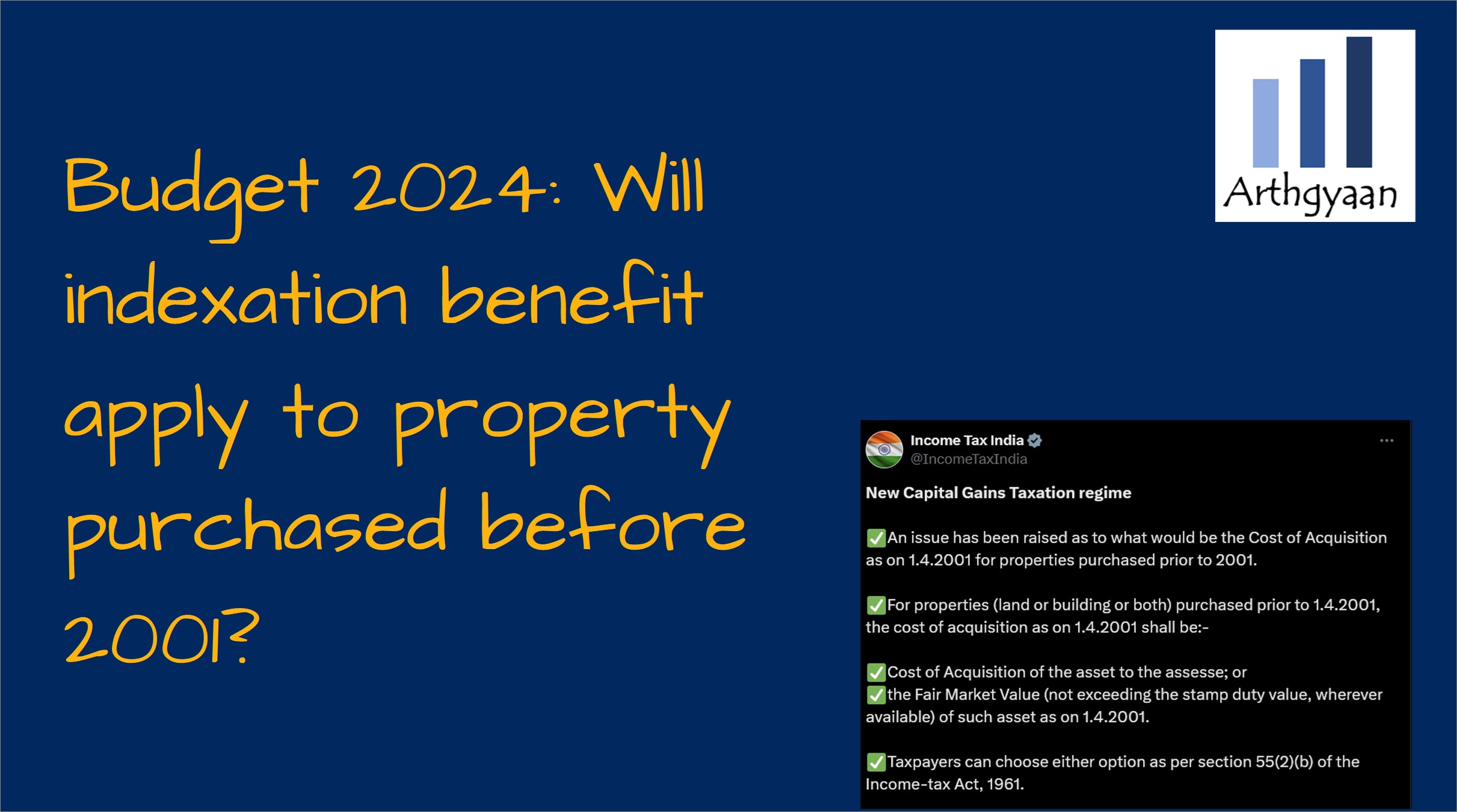 Budget 2024: Will indexation benefit apply to property purchased before 2001?