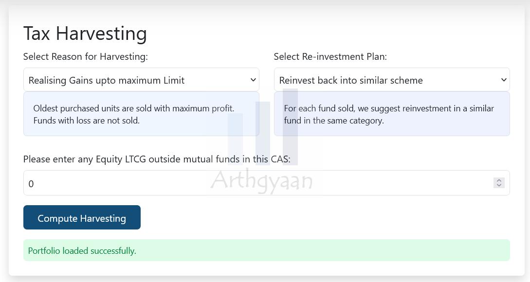 Start Tax Harvesting