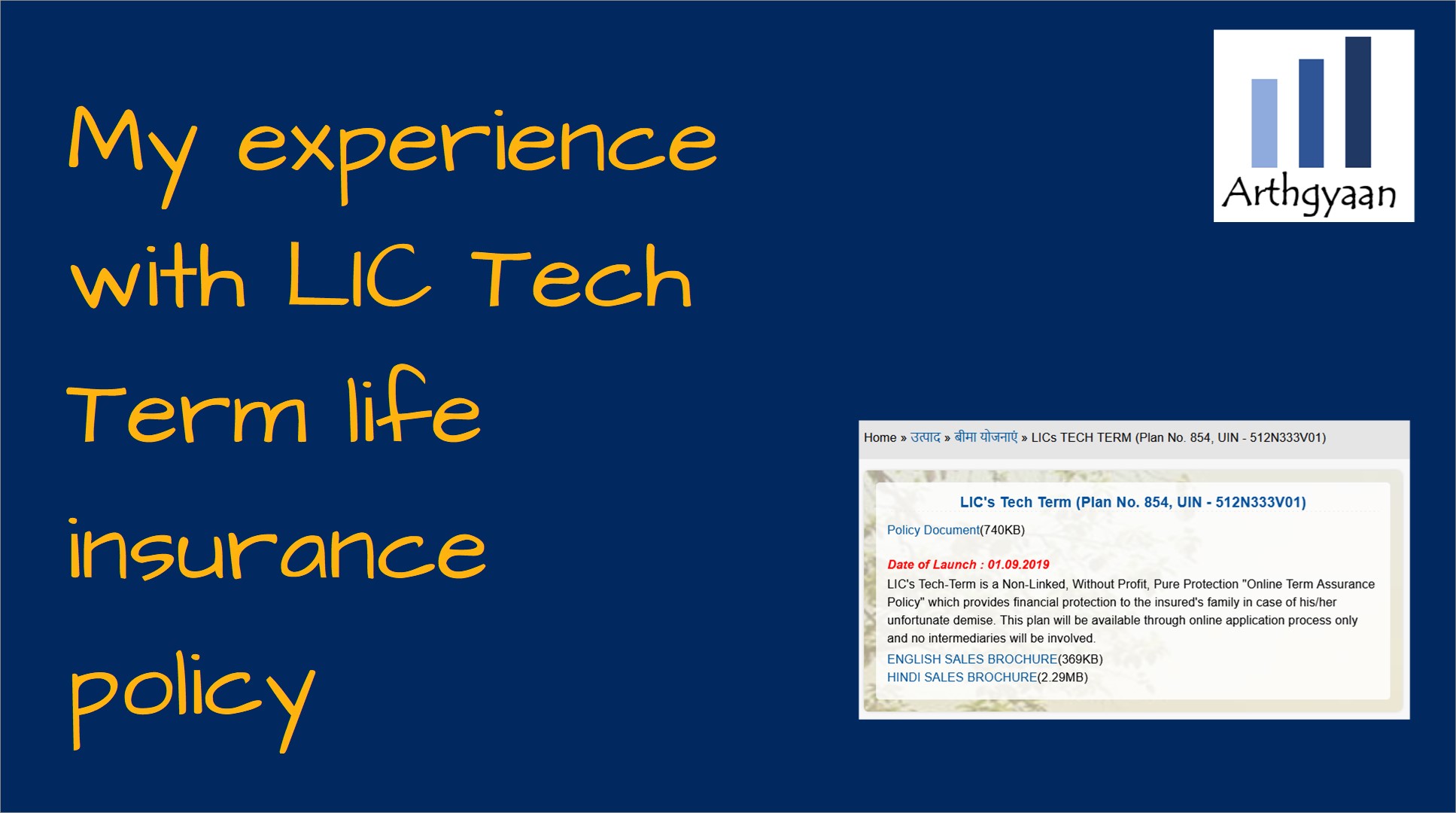 My experience with LIC Tech Term life insurance policy