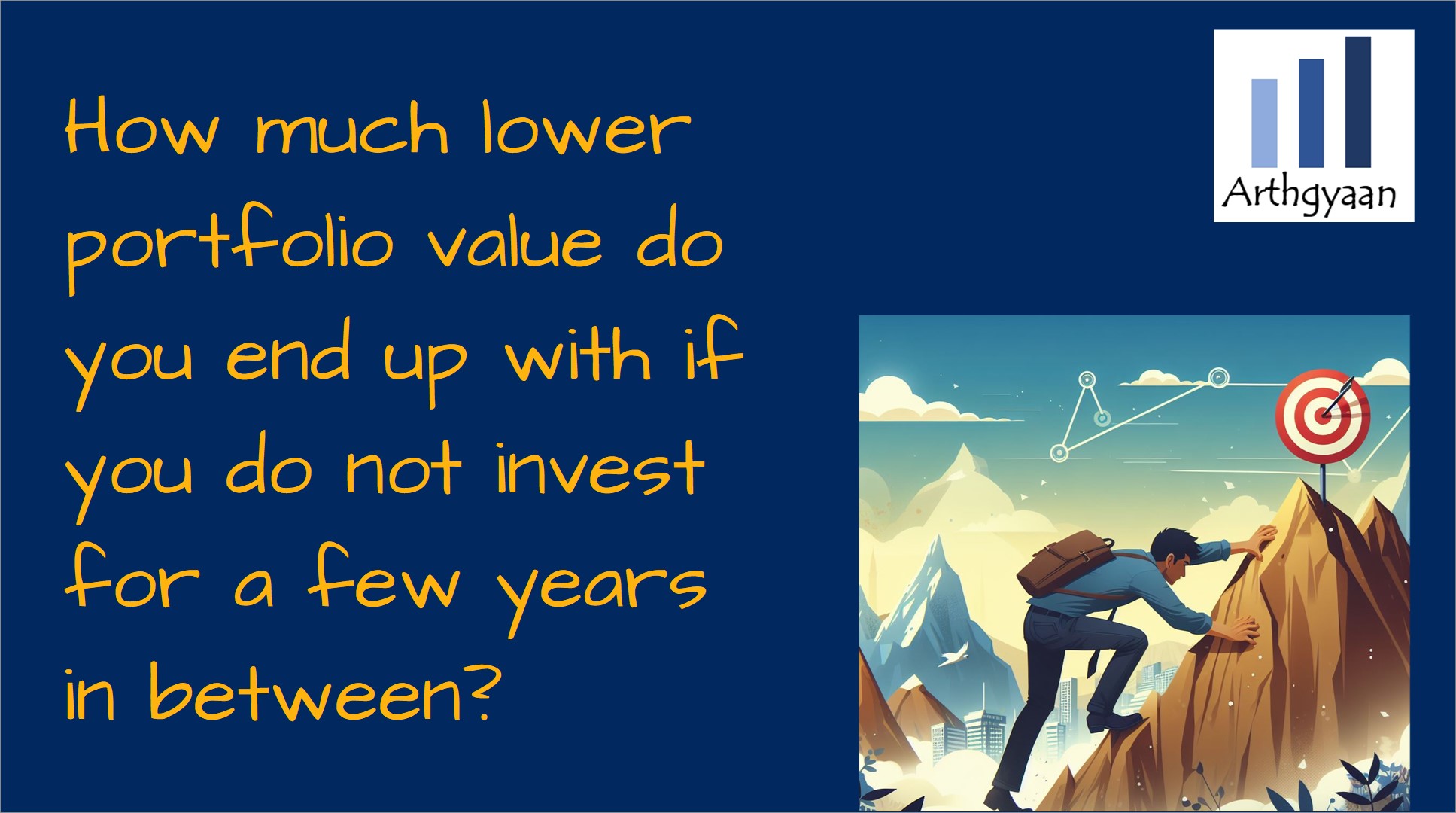 How much lower portfolio value do you end up with if you do not invest for a few years in between?