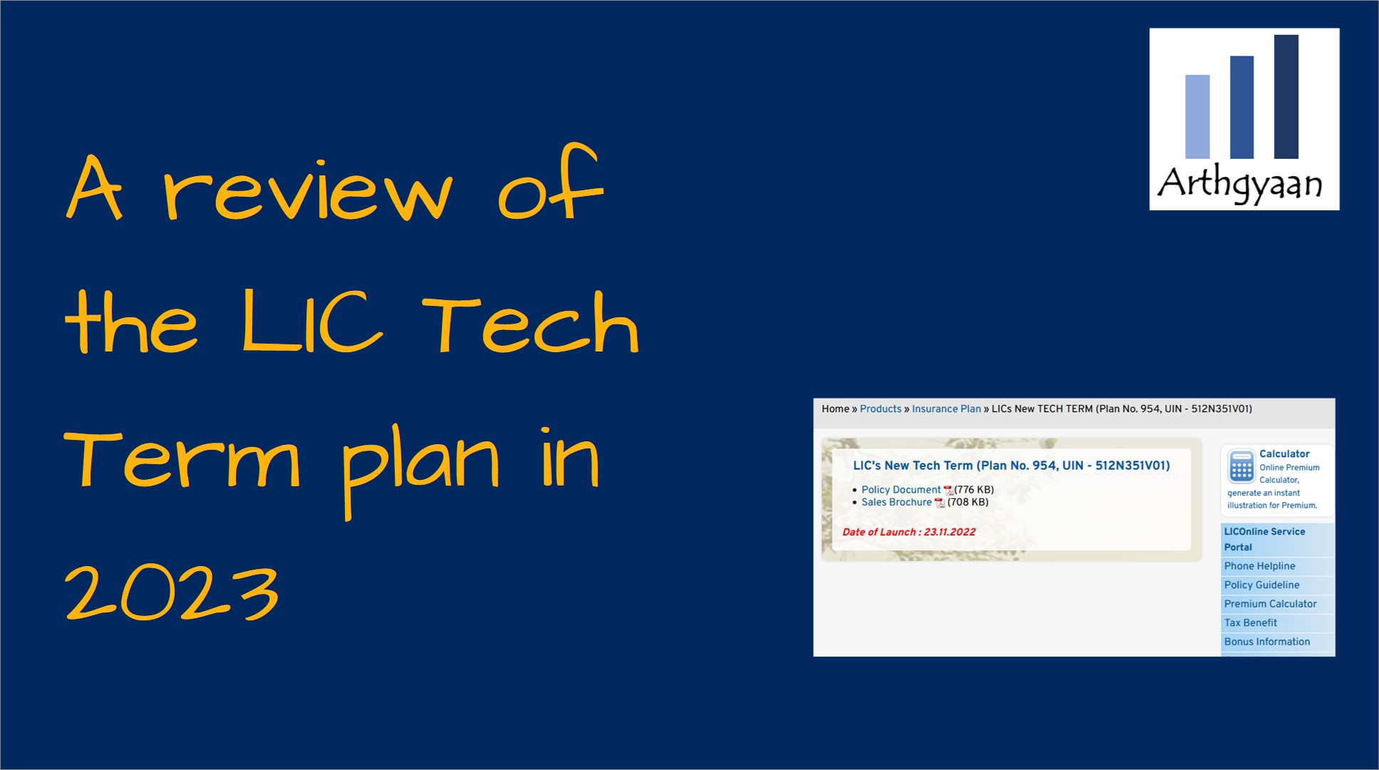 A review of the LIC Tech Term plan in 2023
