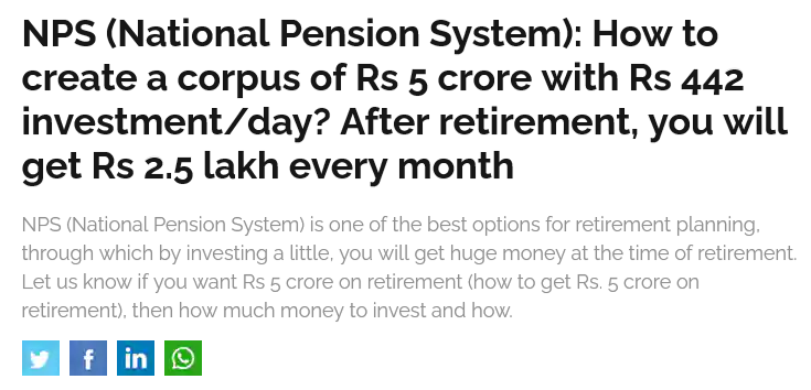 Newspaper article NPS Five Crore