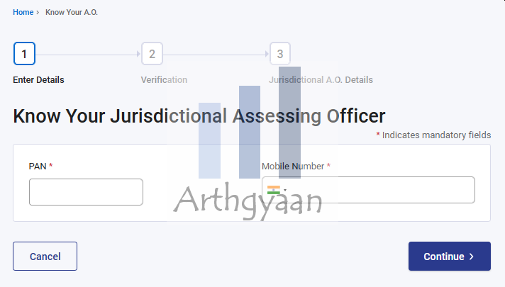 PAN Aadhaar - locate Jurisdictional Assessing Officer