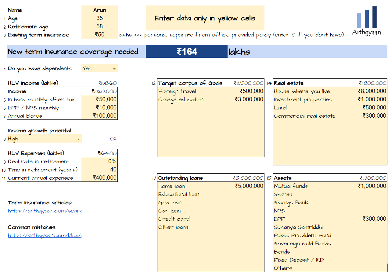 Term insurance calculator