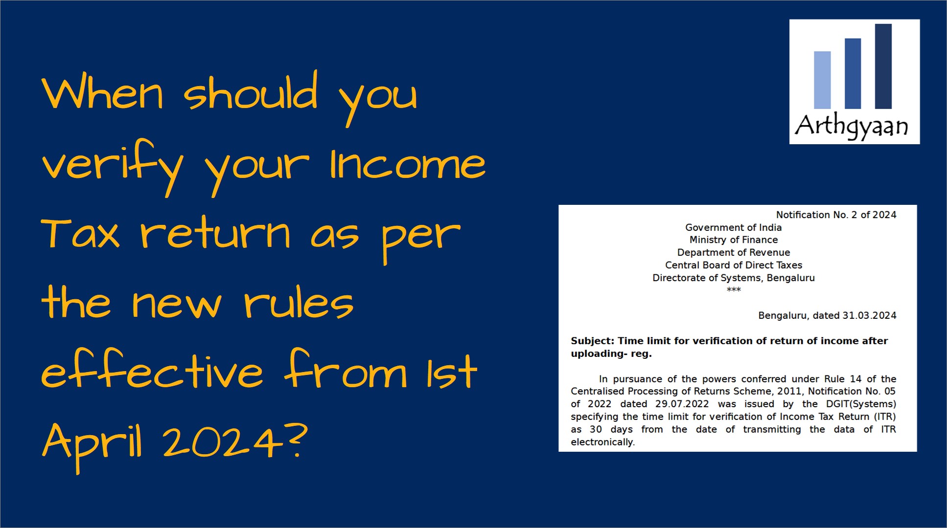 When should you verify your Income Tax return as per the new rules effective from 1st April 2024?